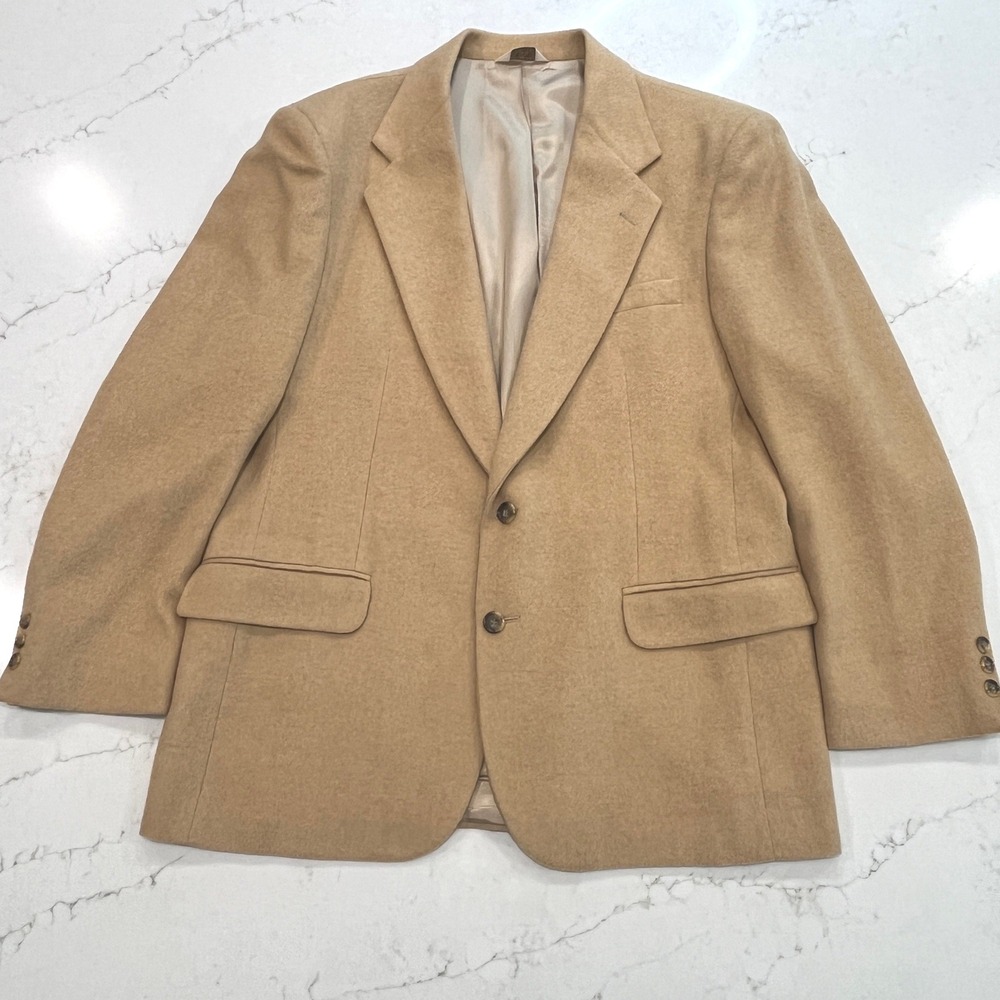 Hunt Valley Blazer Sport Coat‎ Mens 42R Tan 100% Camel Hair USA Capsule Academia